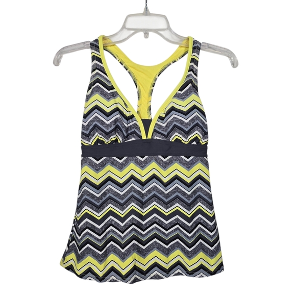 ZeroXPosur Yellow Gray Racerback Tankini Swimwear 6 - Picture 1 of 4